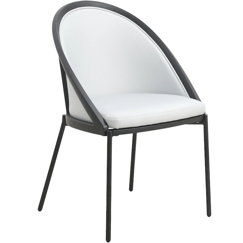 Urbane Upholstered Faux Leather Dining Chair with Powder Coated Steel Legs by LeisureMod