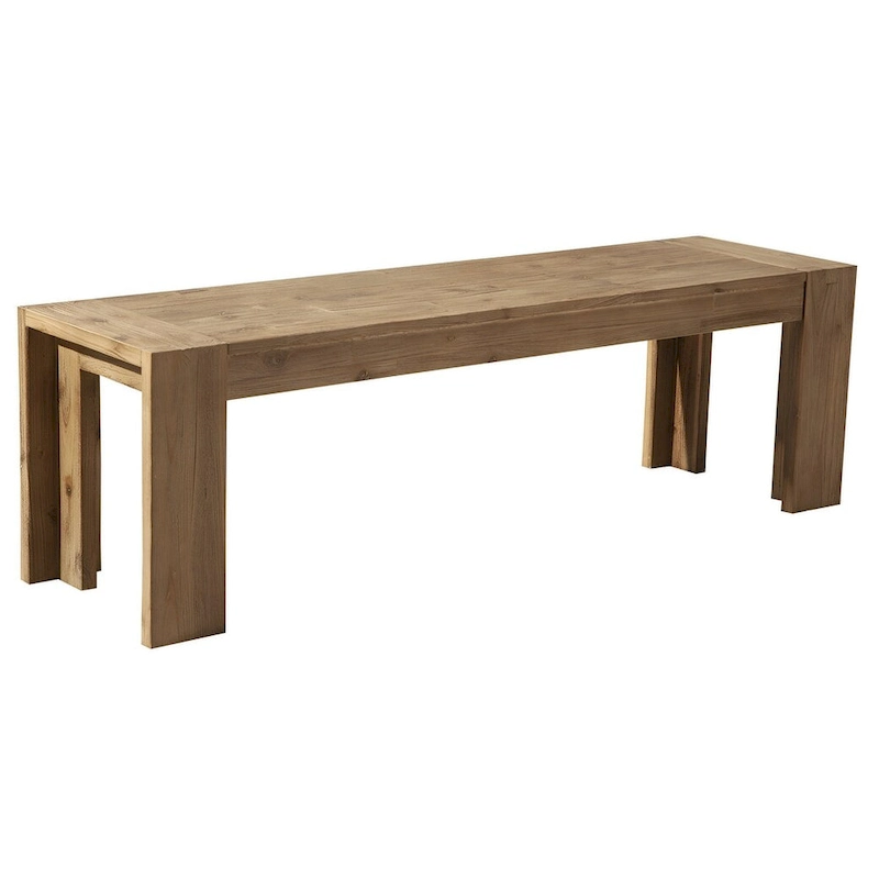 HomeRoots 58  Natural Distressed Solid Wood Dining Bench - 58