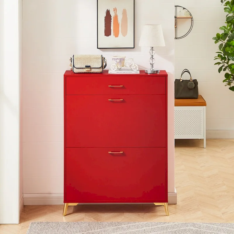 Green / Gray / Black / White / Red Freestanding Shoe Cabinet — Single-User, Entryway Style