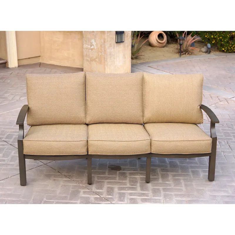 Brooklyn 4-Piece Patio Conversation Set with Cushions and 32 x 50  Rectangular Propane Fire Pit Coffee Table