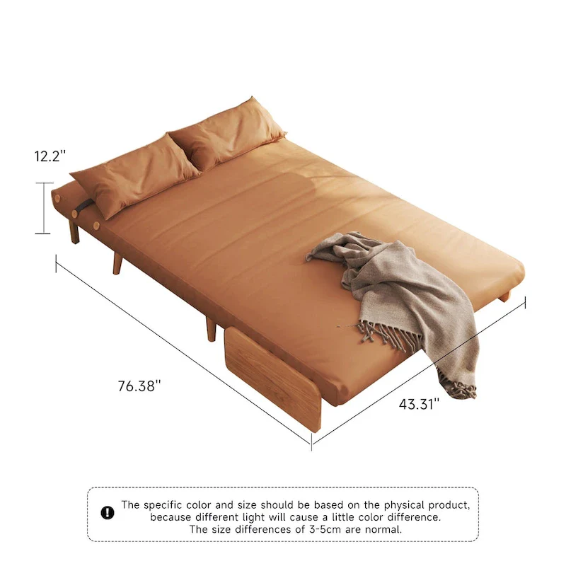 43.3 Upholstered Loveseat Sofa Bed, Beige