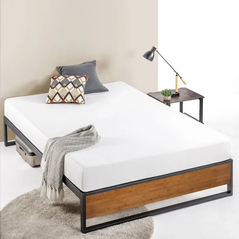 Priage by ZINUS GOOD DESIG Winner 14 Inch Brown Metal and Bamboo Platforma Bed