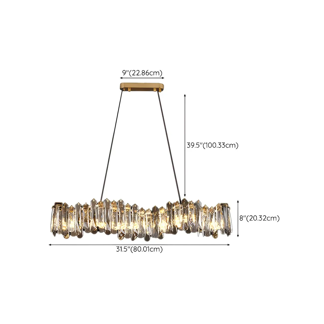 Elegant Grey Crystal Linear Island Pendant Light