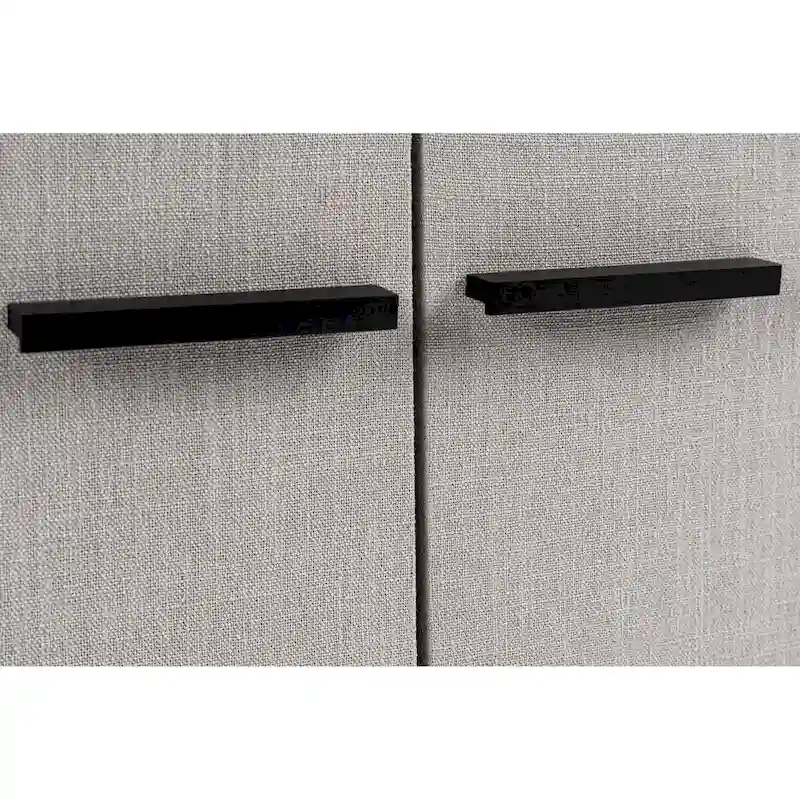 Modrest Hobart Modern Beige Fabric & Black Metal Buffet