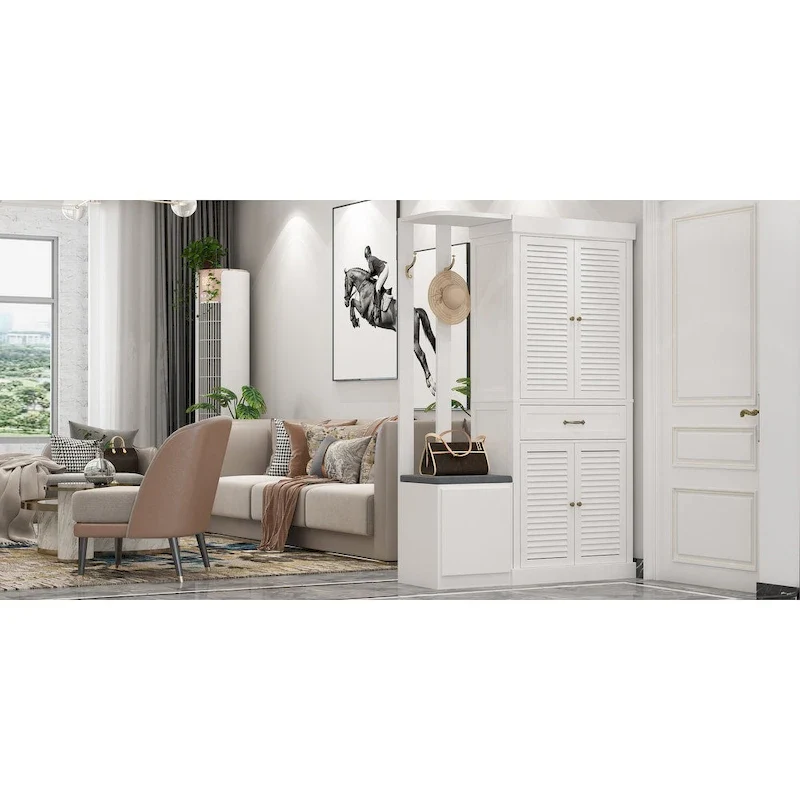 Timehcee 30Shoe Cabinet Storage Cabinet Doors Wooden Floor Cabinet