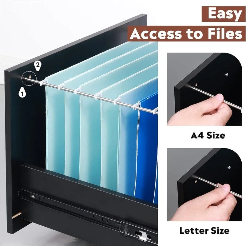 3 Drawer Wood Mobile File Cabinet