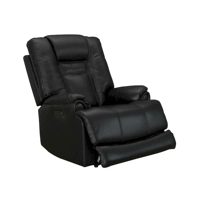 Top Grain Leater Black Zero Gravity Power Recliner With Adjustable Headrest Extendable Footrest