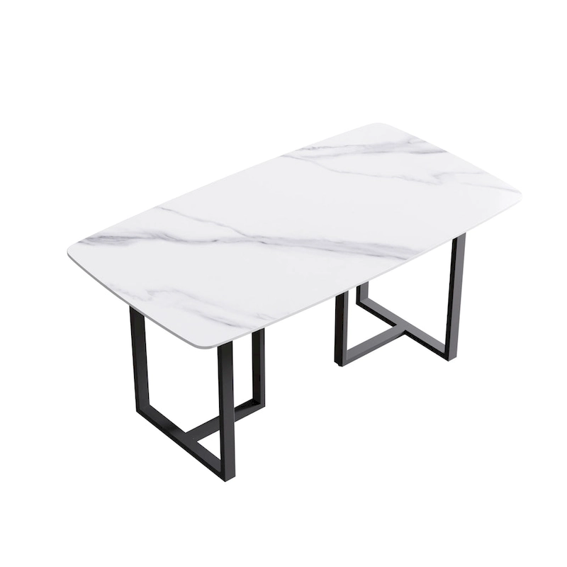 63 inch Modern White Rectangular Dining Table