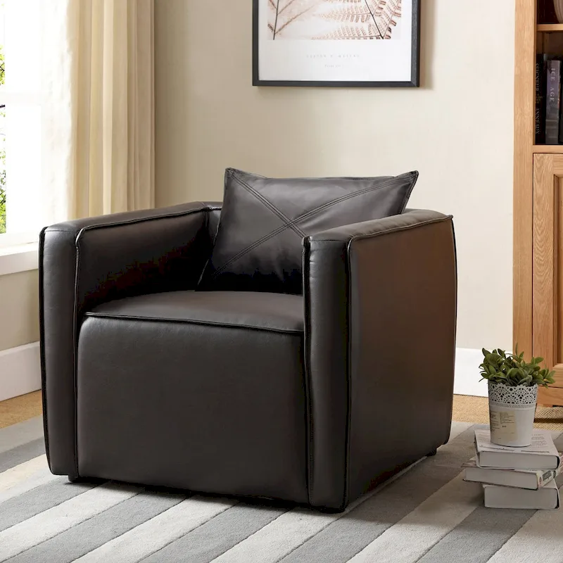 Modern Breathable Vinyl Padded Accent Chair