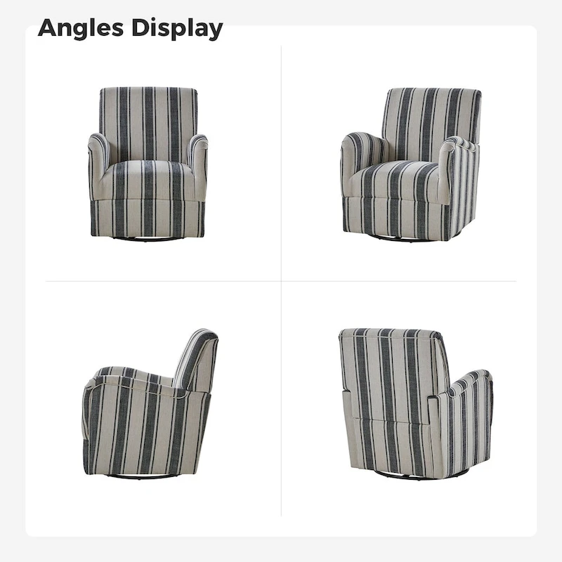 Pancy Traditional Swivel Armchair with Jacobean Strip Pattern Set of 2 by HULALA HOME