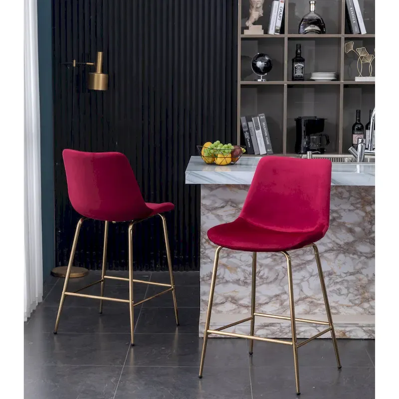 Roundhill Furniture Aufurr Modern Velvet 26.50 Counter Height Stool (Set of 2)