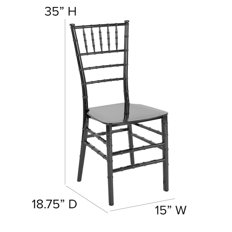 Resin Stackable Chiavari Chair - 15W x 18.75D x 35H - 15W x 18.75D x 35H