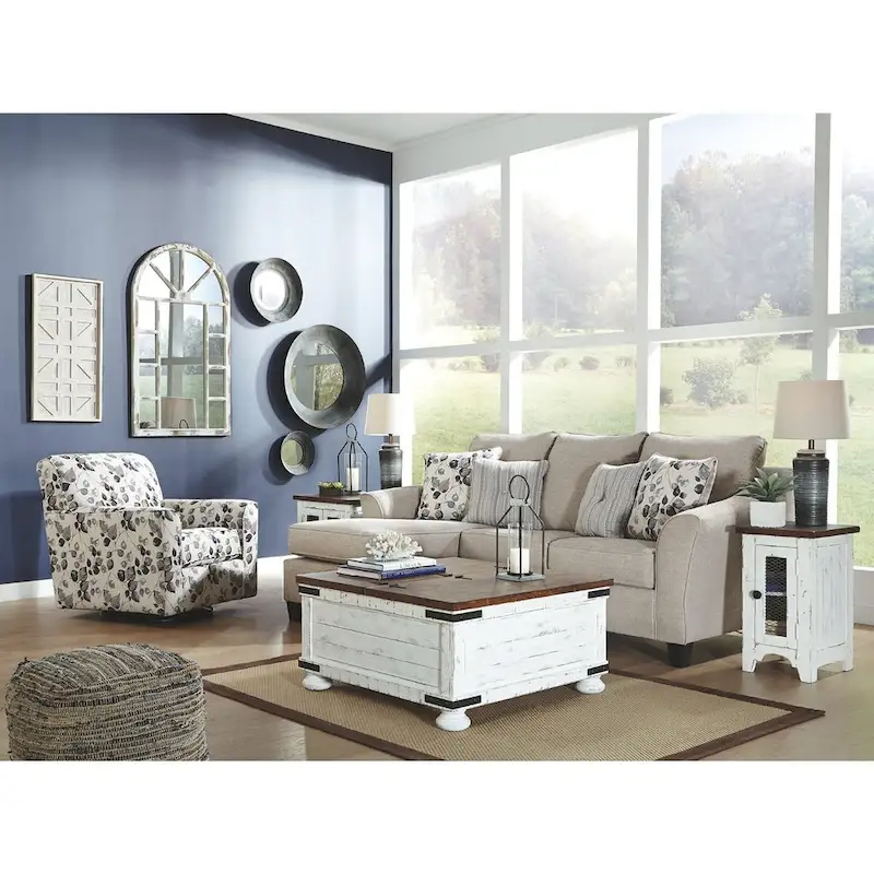 Chairside End Table - White/Brown