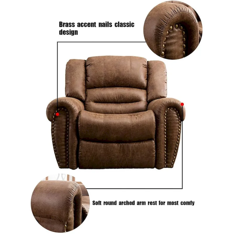 Overstuffed Manual Standard Recliner Chair Sofa