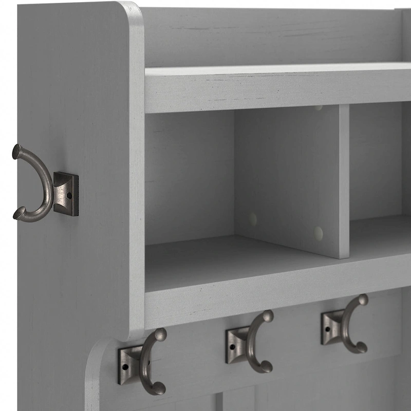 Woodland Hall Tree and Small Shoe Bench with Shelves by Bush Furniture