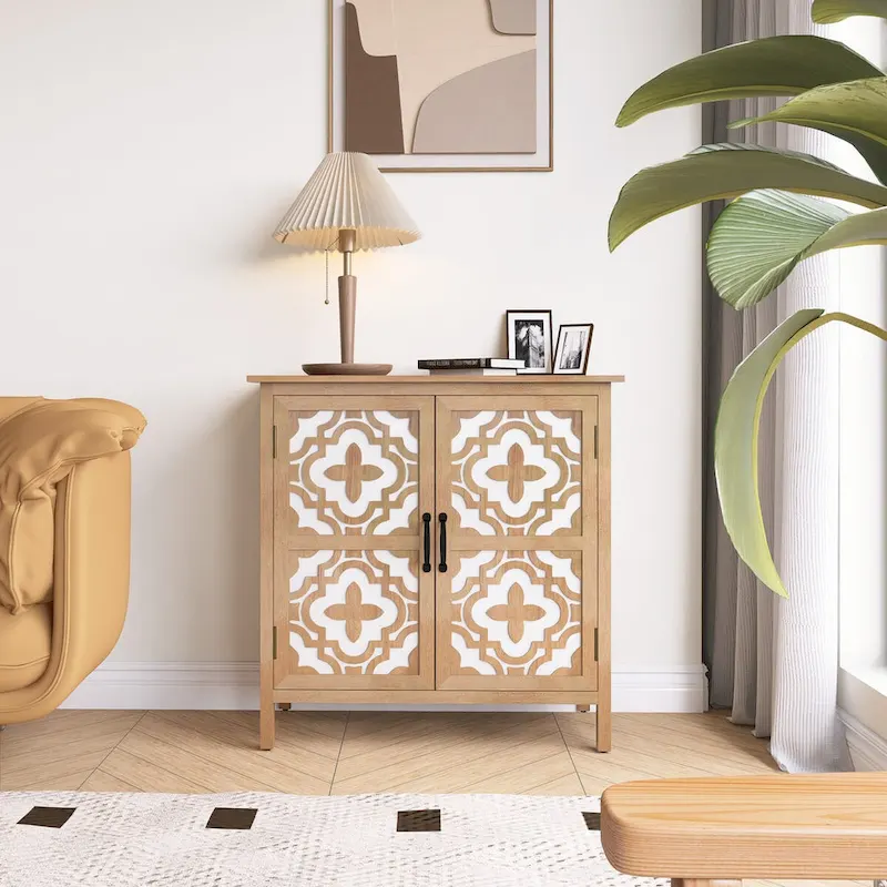 Hand-Carved 2-Doors Cabinet