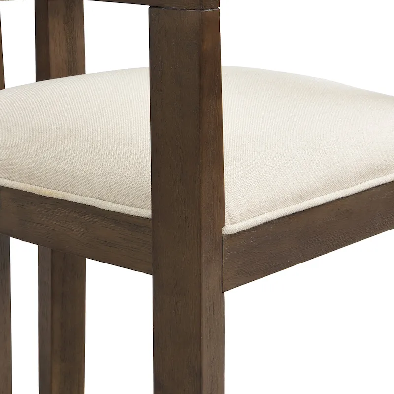 Bouclé Fabric Dining Chair with Armrests – Black & Beige / Light Ash & Beige / Walnut & Beige, Modern Style, Single