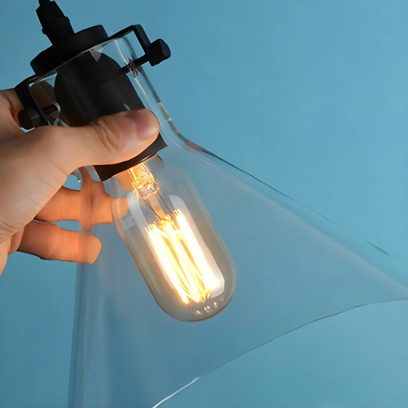 Industrial Clear Cone Glass Kitchen Pendant Light