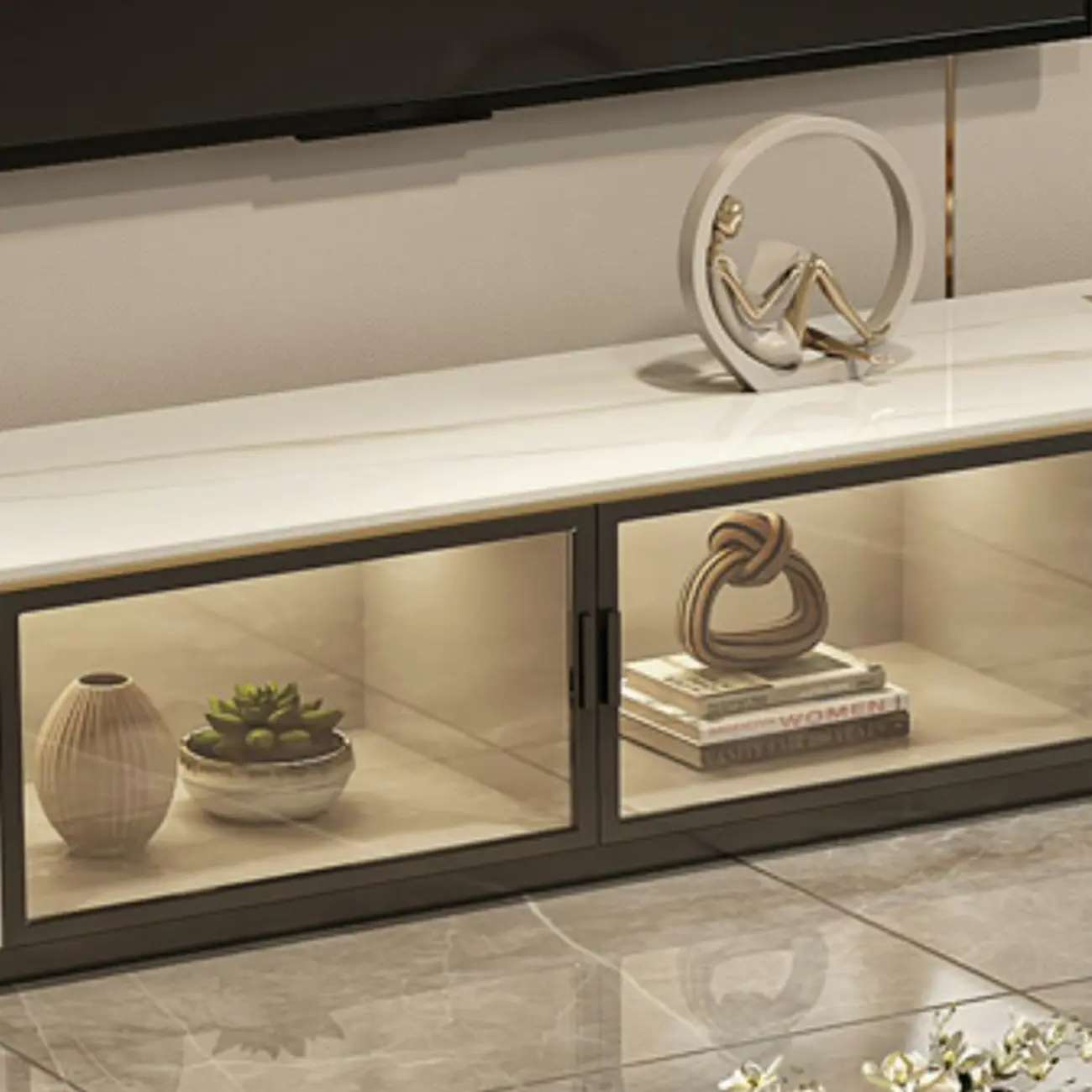 70.9 Grey Stone Multi Drawer TV Stand with Cable Management