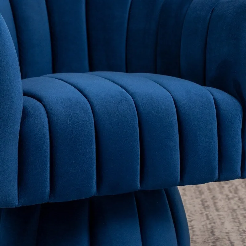 SEYNAR Modern Glam Velvet Upholstered Round 360 Degree Swivel Accent Barrel Chair Set of 2