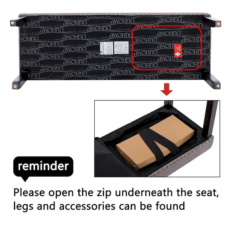 Modern 44 L Nailhead Trim Upholstered Bench with Wood Legs