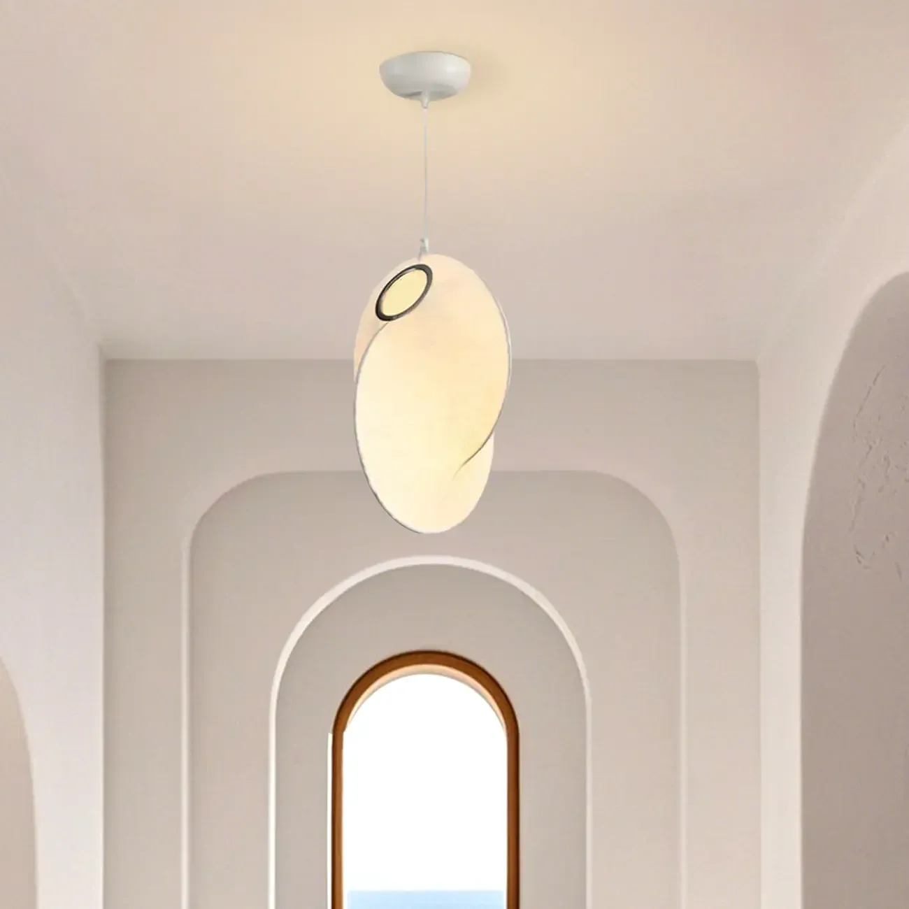 Modern White Fabric Adjustable Living Room Pendant Light