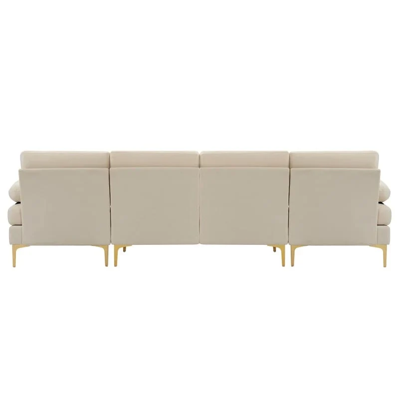 U-shaped Soft-Covered Armrest Backrest Seat Sectional Sofa Beige