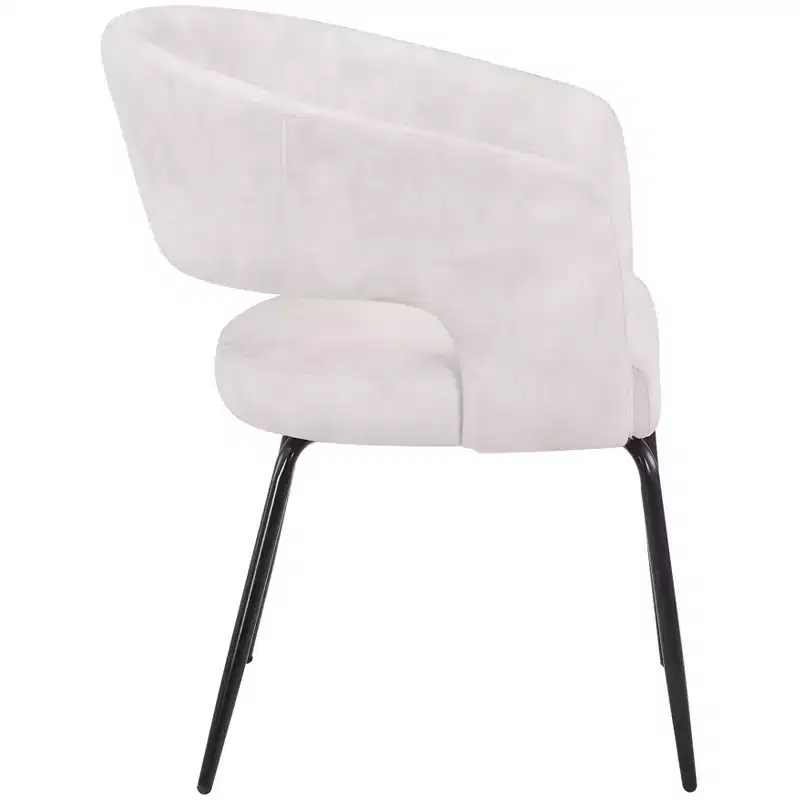 LeisureMod Dining Chair Upholstered in Velvet/Leather with Open Curved Backrest and Powder-Coated Iron Legs Gavin Collection Set of 2