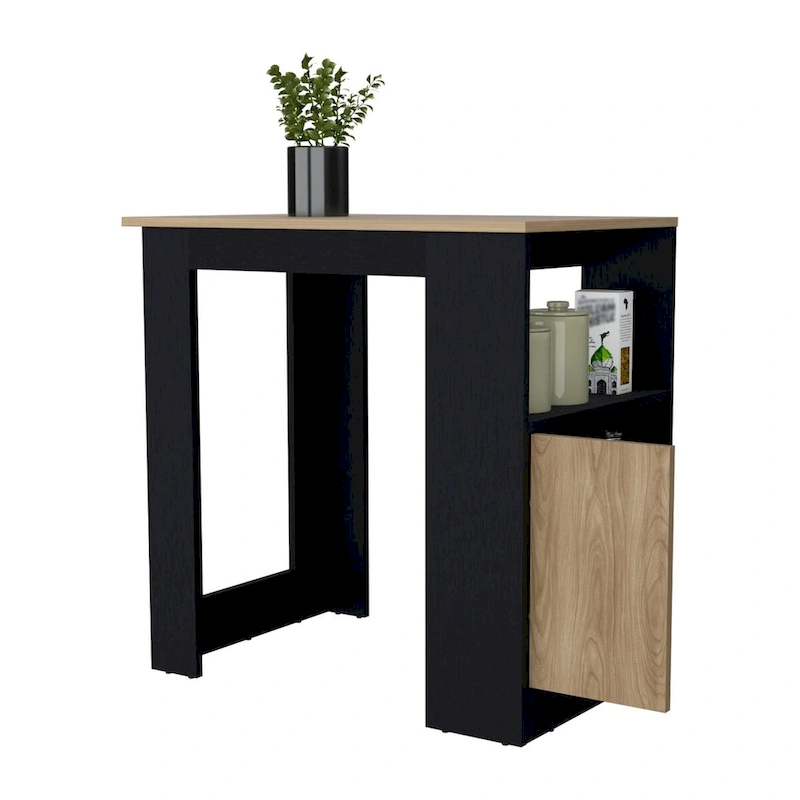 Arial Kitchen island in melamine,black/natural Oak
