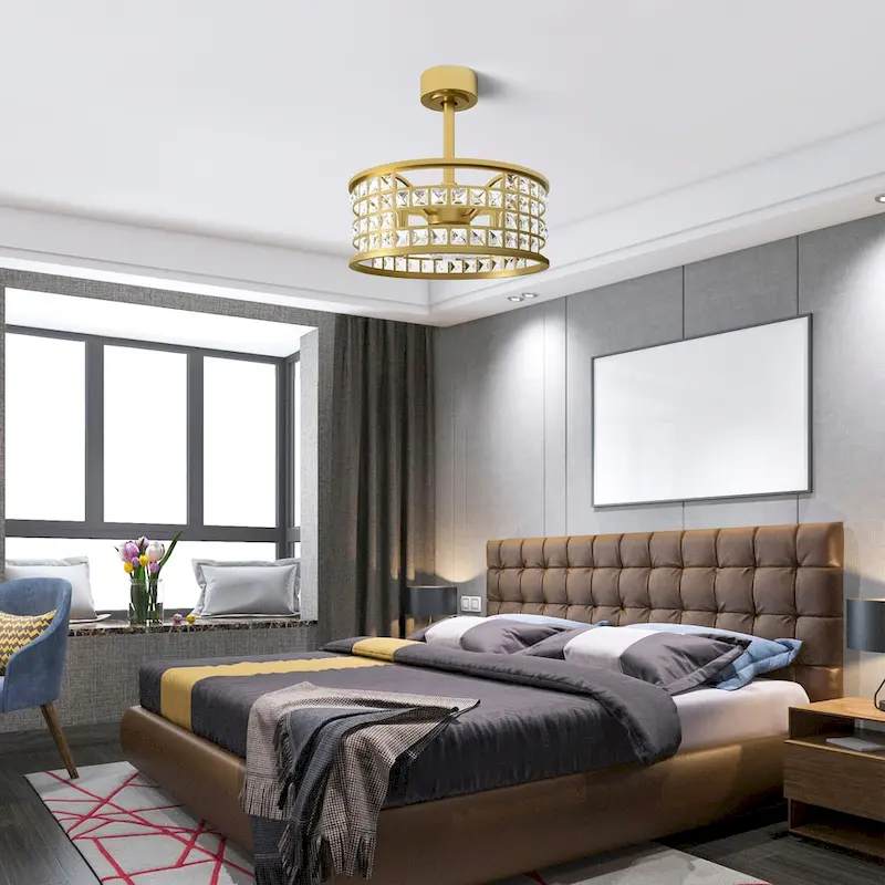 GetLedel 18-in Crystal Chandelier Ceiling Fan with Remote and Light - 18