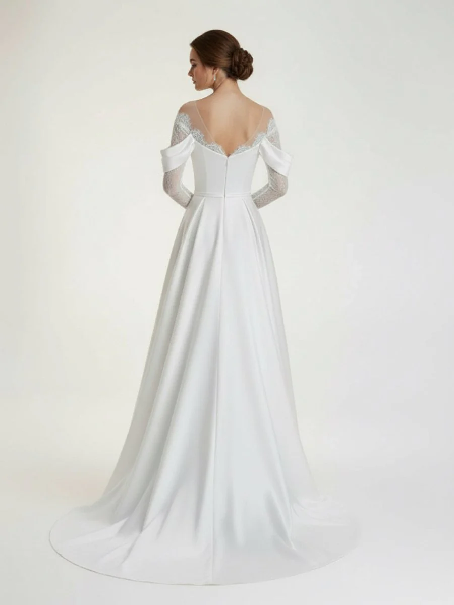 Mermaid Off-the-Shoulder Satin Lace Wedding Dress