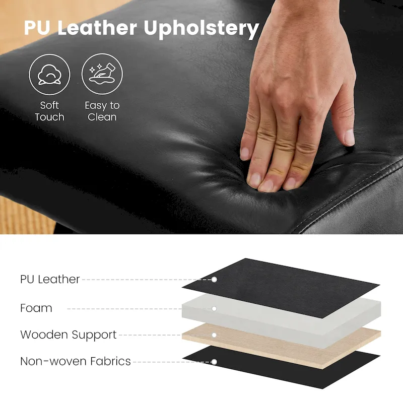 Glitzhome Set of 4 Faux Leather Upholstered Side Dining Chairs with V-shaped Wood Legs