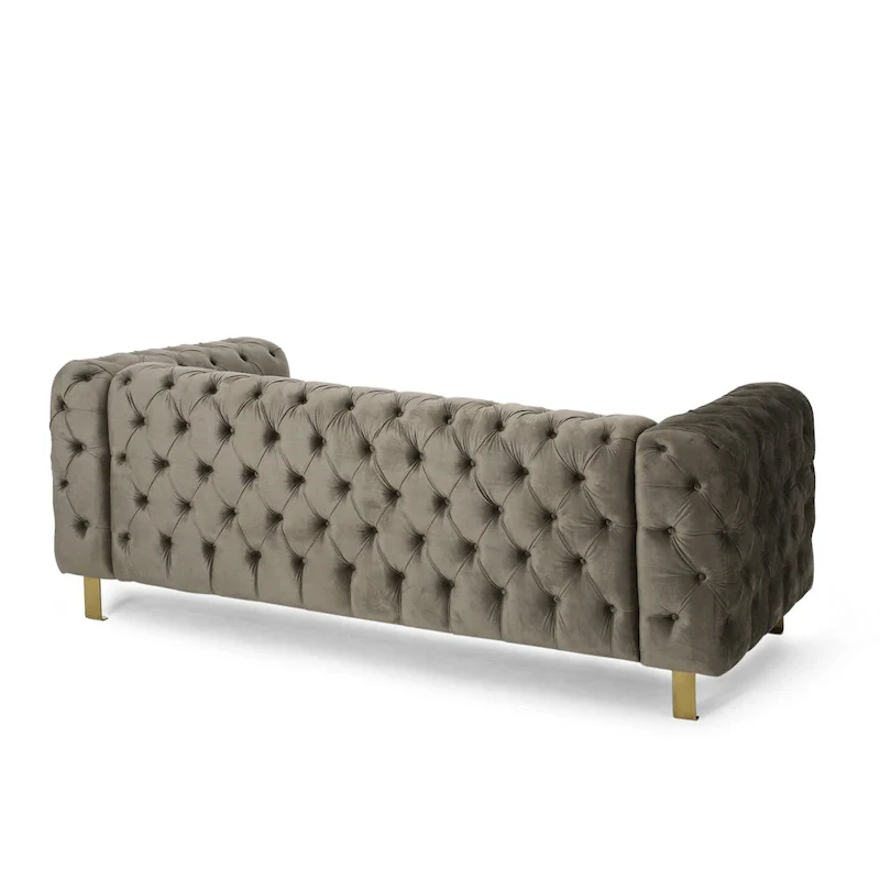 Keyser Modern Glam Tufted Velvet 3 Seater Sofa - 83.75  L x 34.50  W x 27.25  H