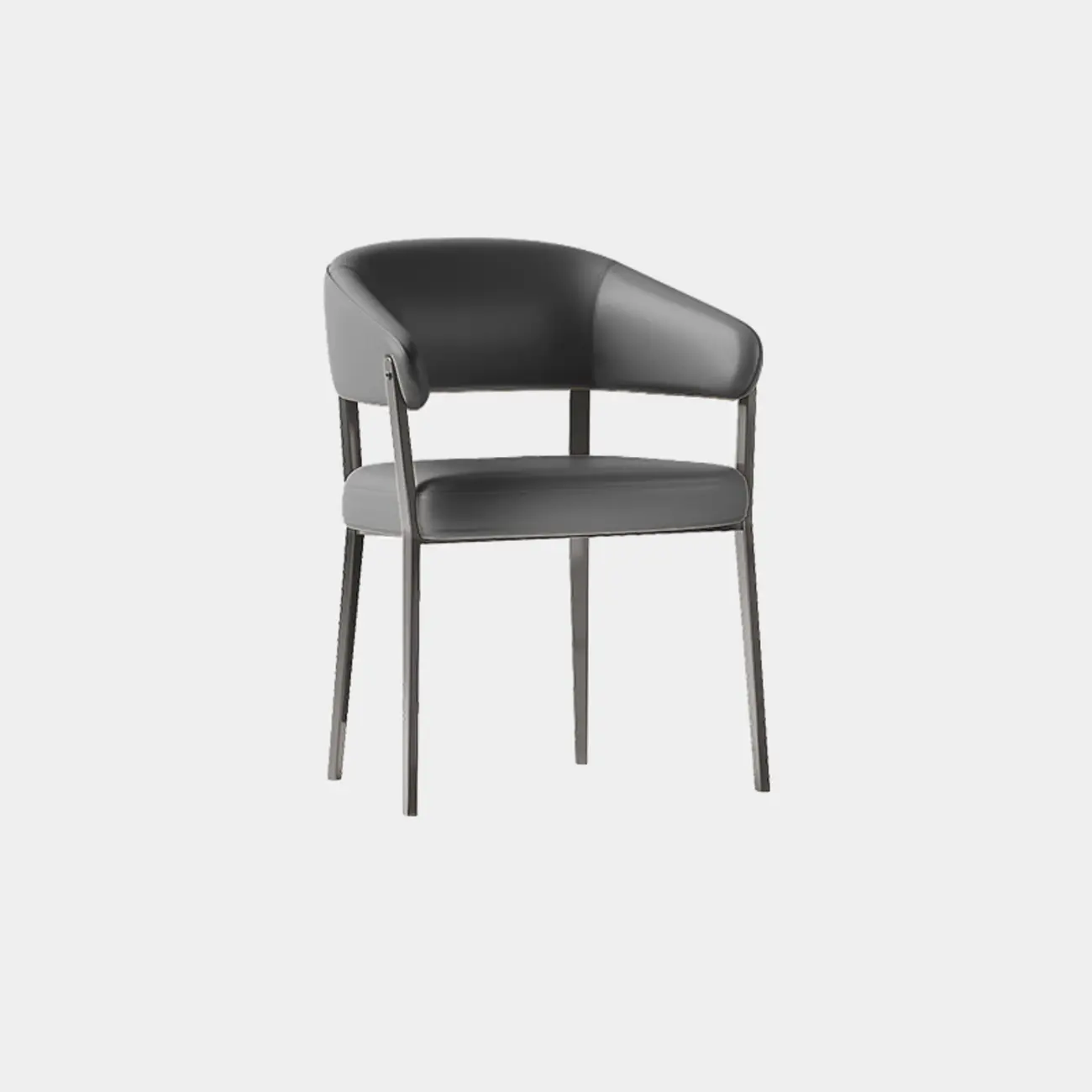 Modern Faux Leather Arm Dining Chair Open Back Alloy Legs