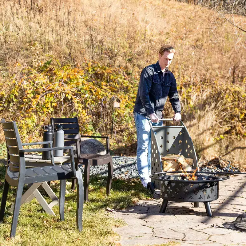 Sunnydaze Powder-Coated Steel Log Cart - 34 H - Gray
