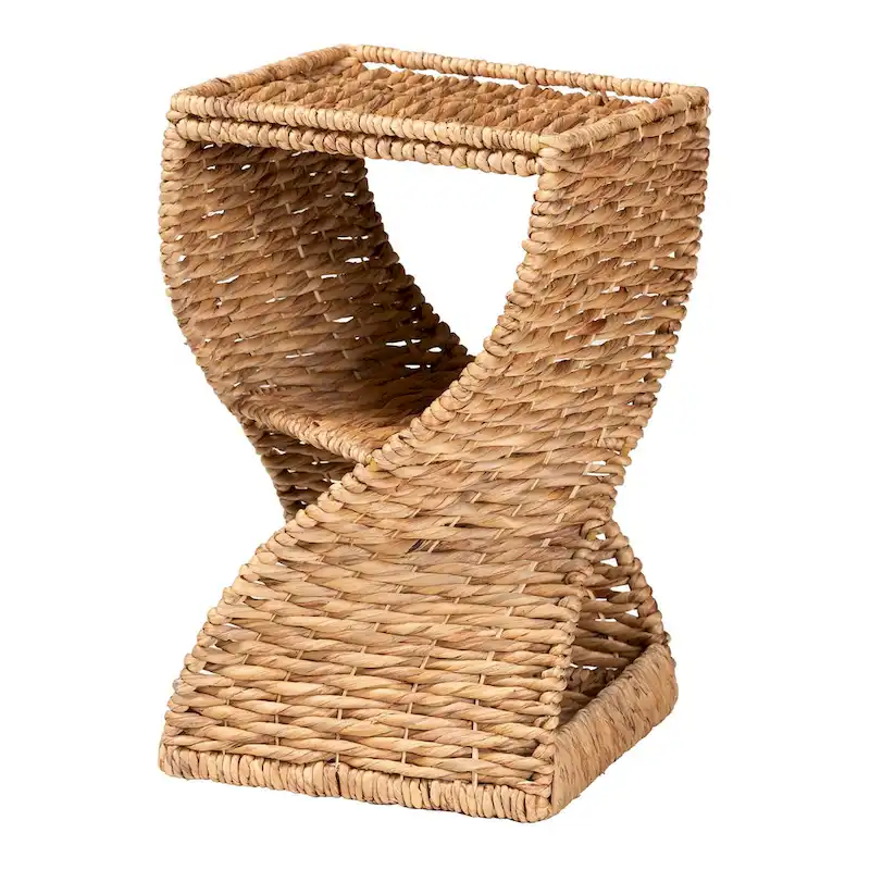 Pelleas Modern Bohemian Natural Brown Seagrass and Wood End Table