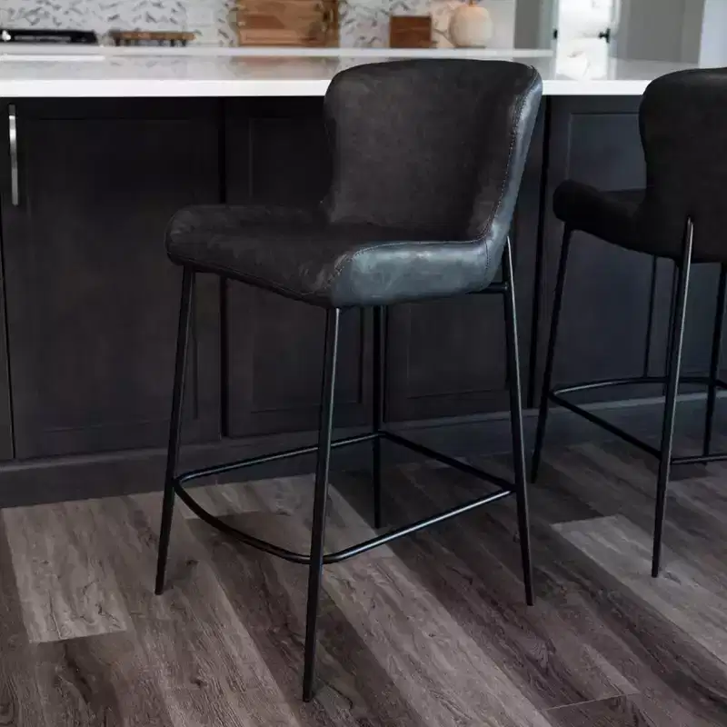 Maven Lane Naomi Metal Counter Stool with Faux Leather 27