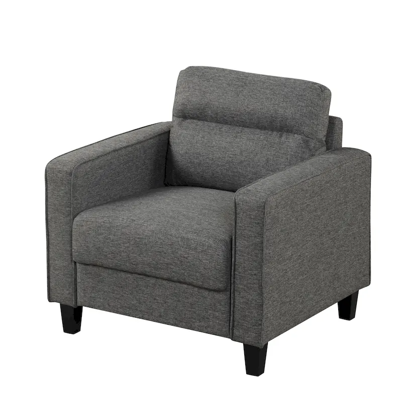 Grey Track Arms Accent Chair, Single Seat, Solid Wood Legs
