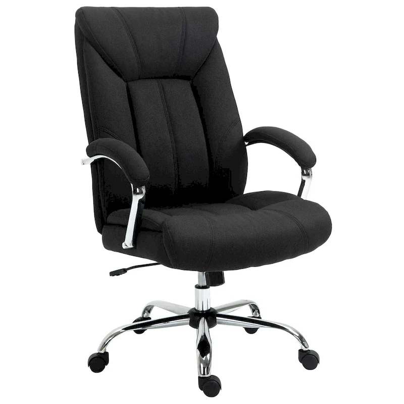 Vinsetto High Back Swivel Home Office Chair Task Ergonomic Linen Fabric Computer Chair, with Arm, Adjustable Height