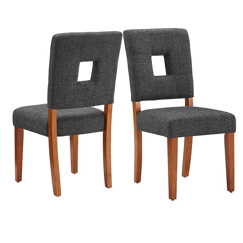 Upholstered Fabric Keyhole Dining Chairs (Set of 2)