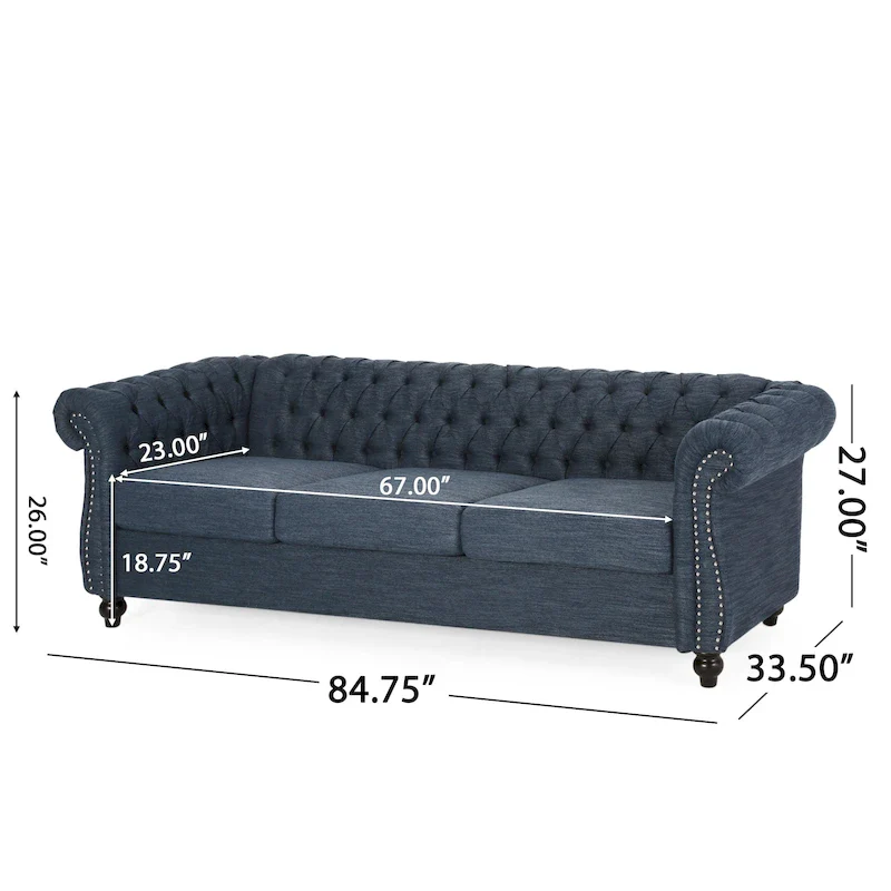 Tufted Chesterfield 3-Seat Sofa