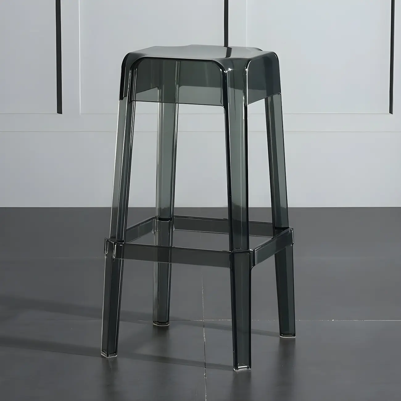 Modern Acrylic Four Legs Square Counter Bar Stool