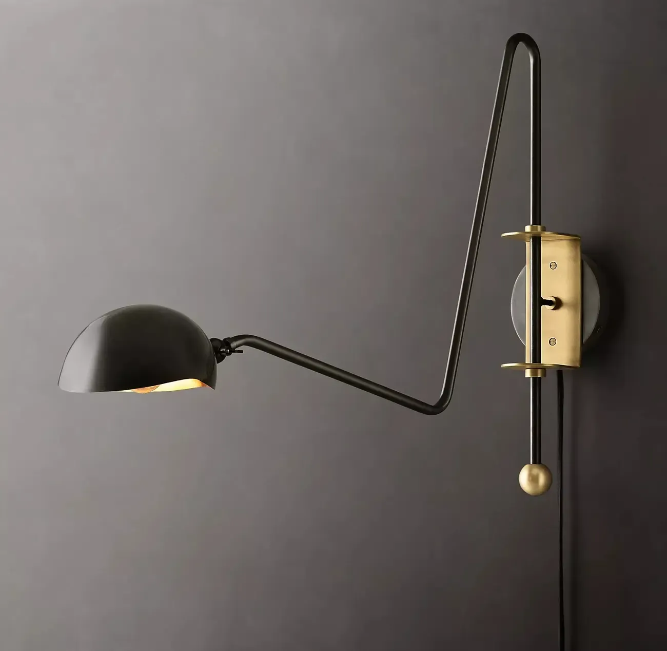 1-Light Copper Shade Swing Arm Wall Light