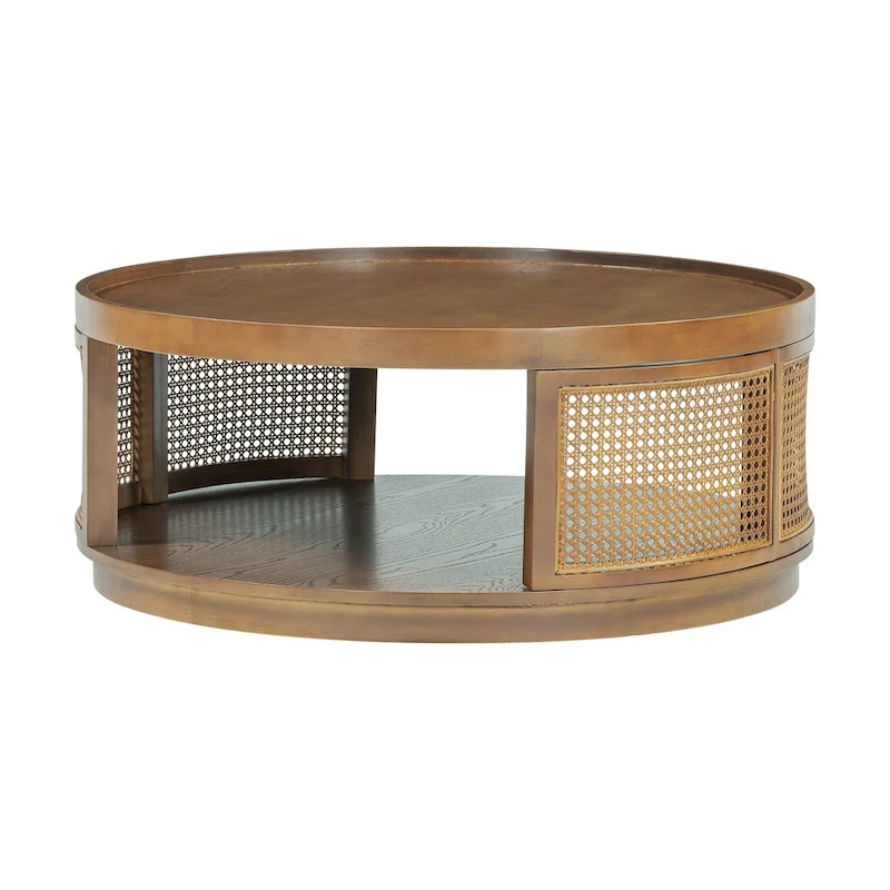 Round Cane Coffee Table with PE Rattan Side