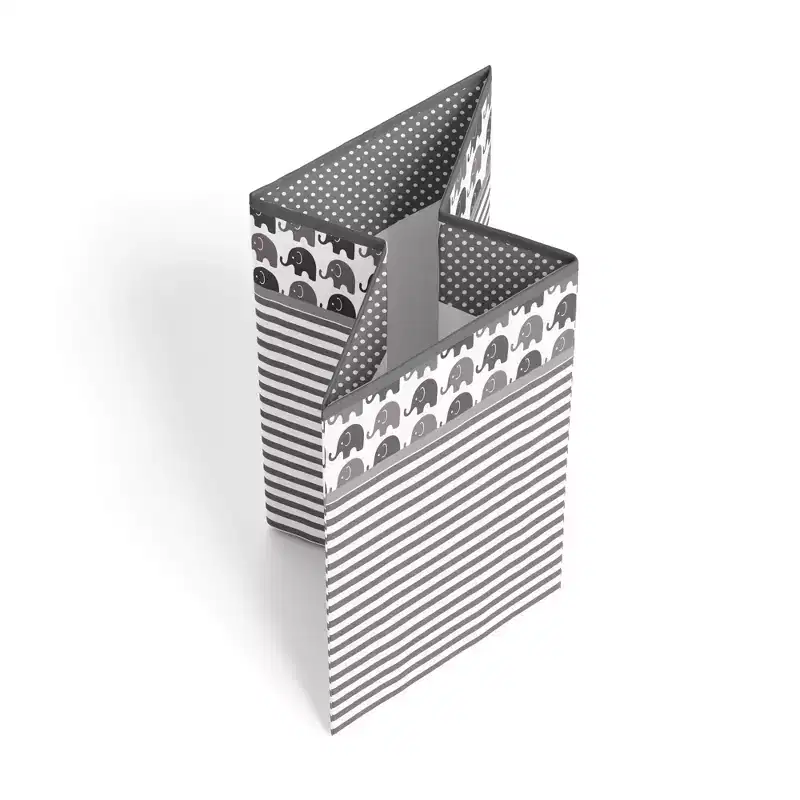 Bacati - Elephants White/Gray Collapsible Laundry Hamper