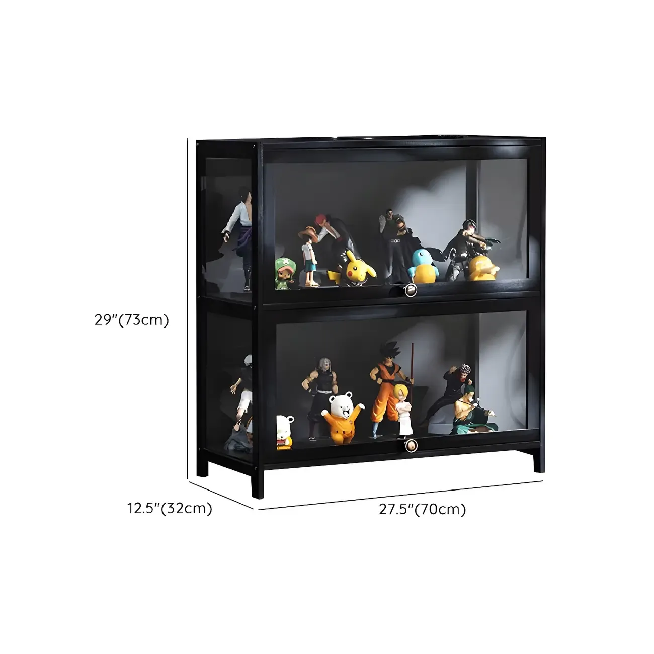 Elegant Black Bamboo Clear Figure Display Cabinet