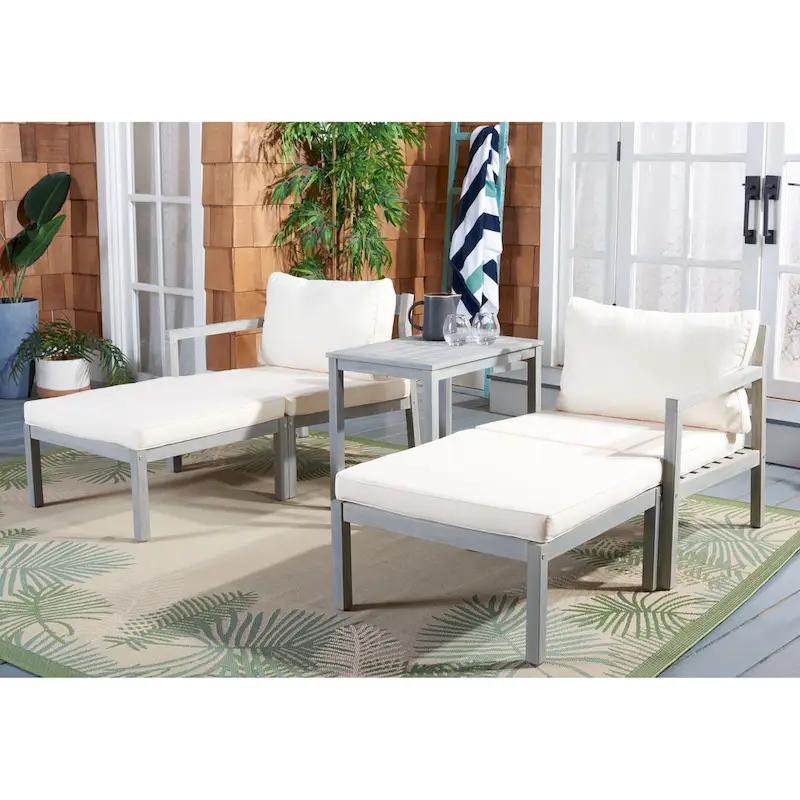 SAFAVIEH Outdoor Living Pratia 5Pc Outdoor Set - Ash Grey/Beige - 29
