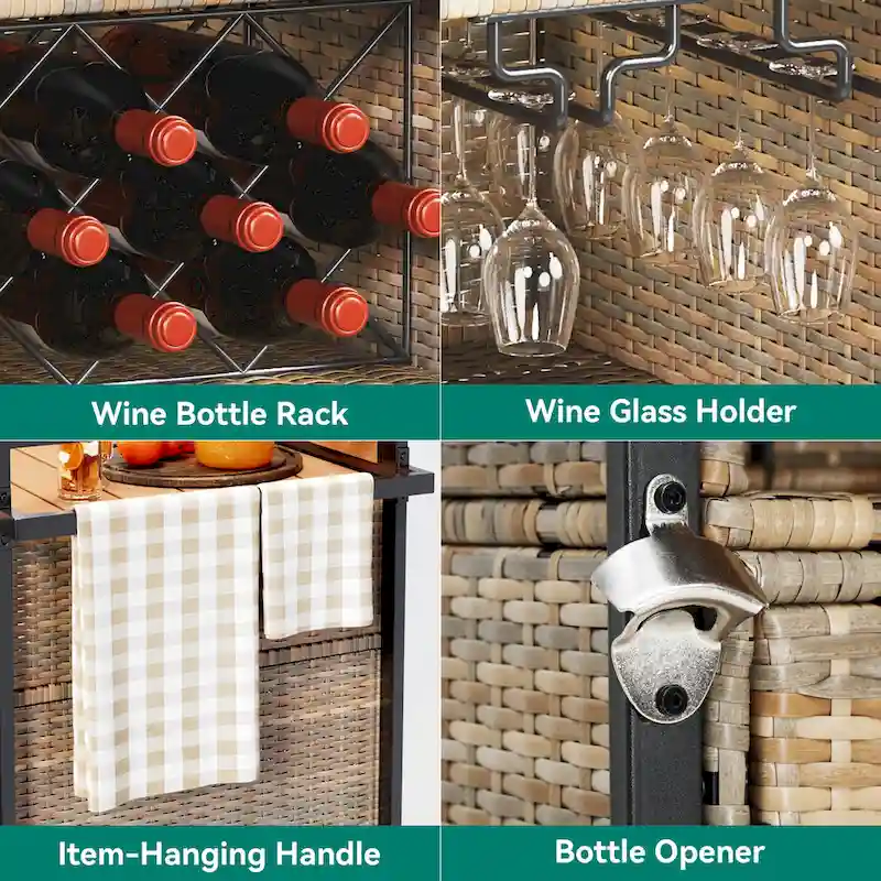 Moasis 54.3 Wicker Bar Cart