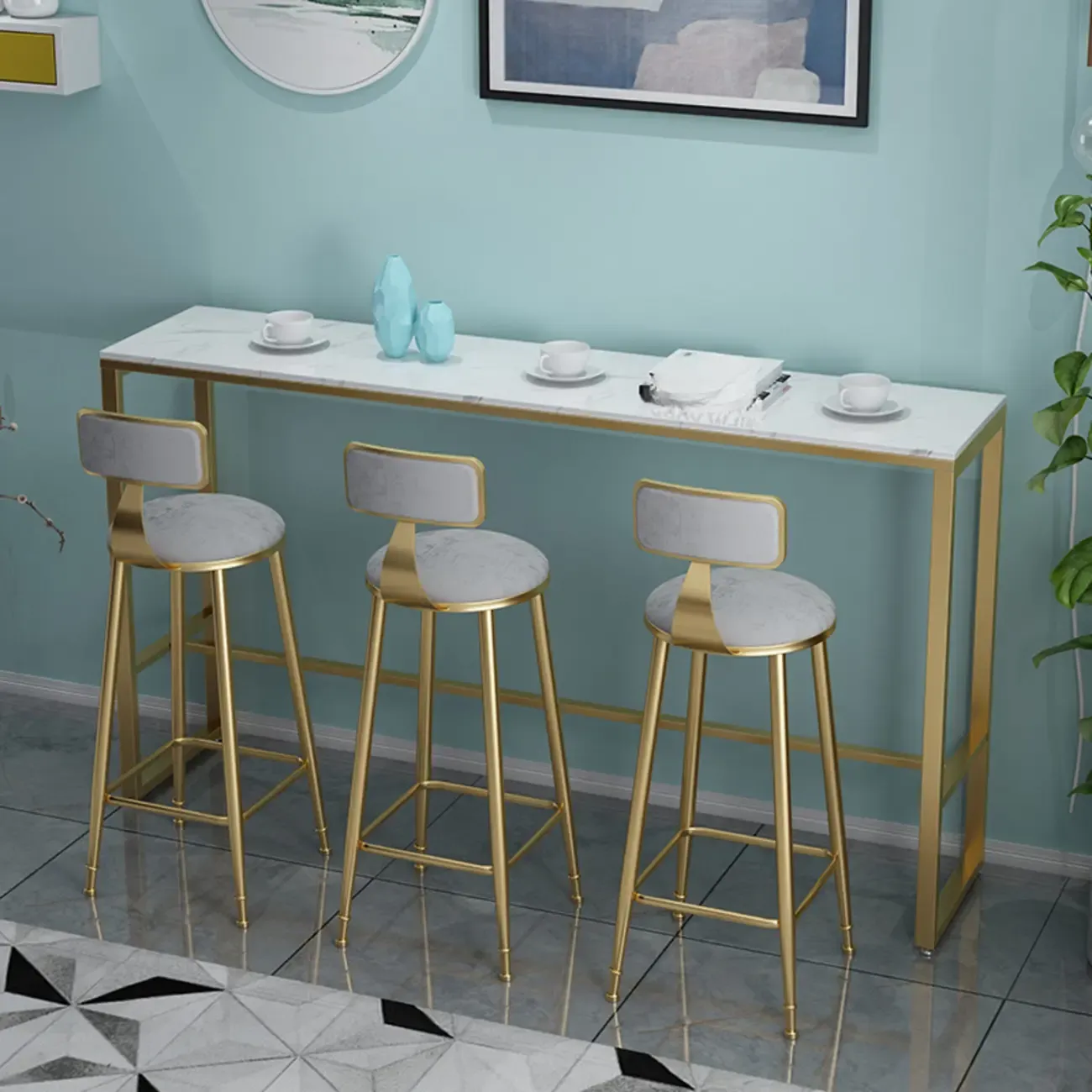 Glam White Marble Top Bar Tables