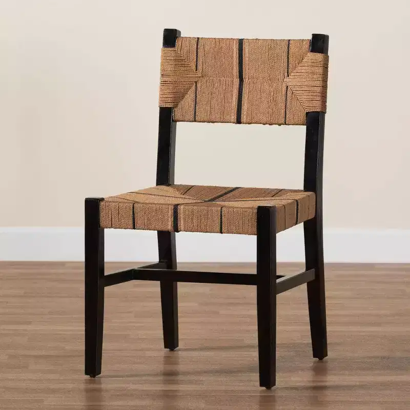 Brown/Black Bohemian Armless Dining Chair, Seats 1